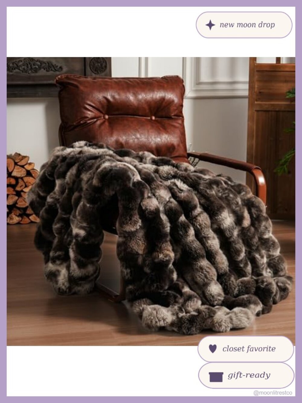 Faux Fur Throw Blanket 50x60 Soft Plush 1100GSM